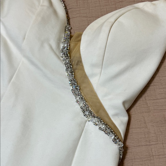 Sherri Hill White One Shoulder Dress with Silver Accents - Picture 9 of 9